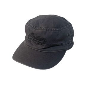 Vintage 90’s Indian Motorcycle Men's Black Strapback Cap Hat OSFA Dark Gray EUC